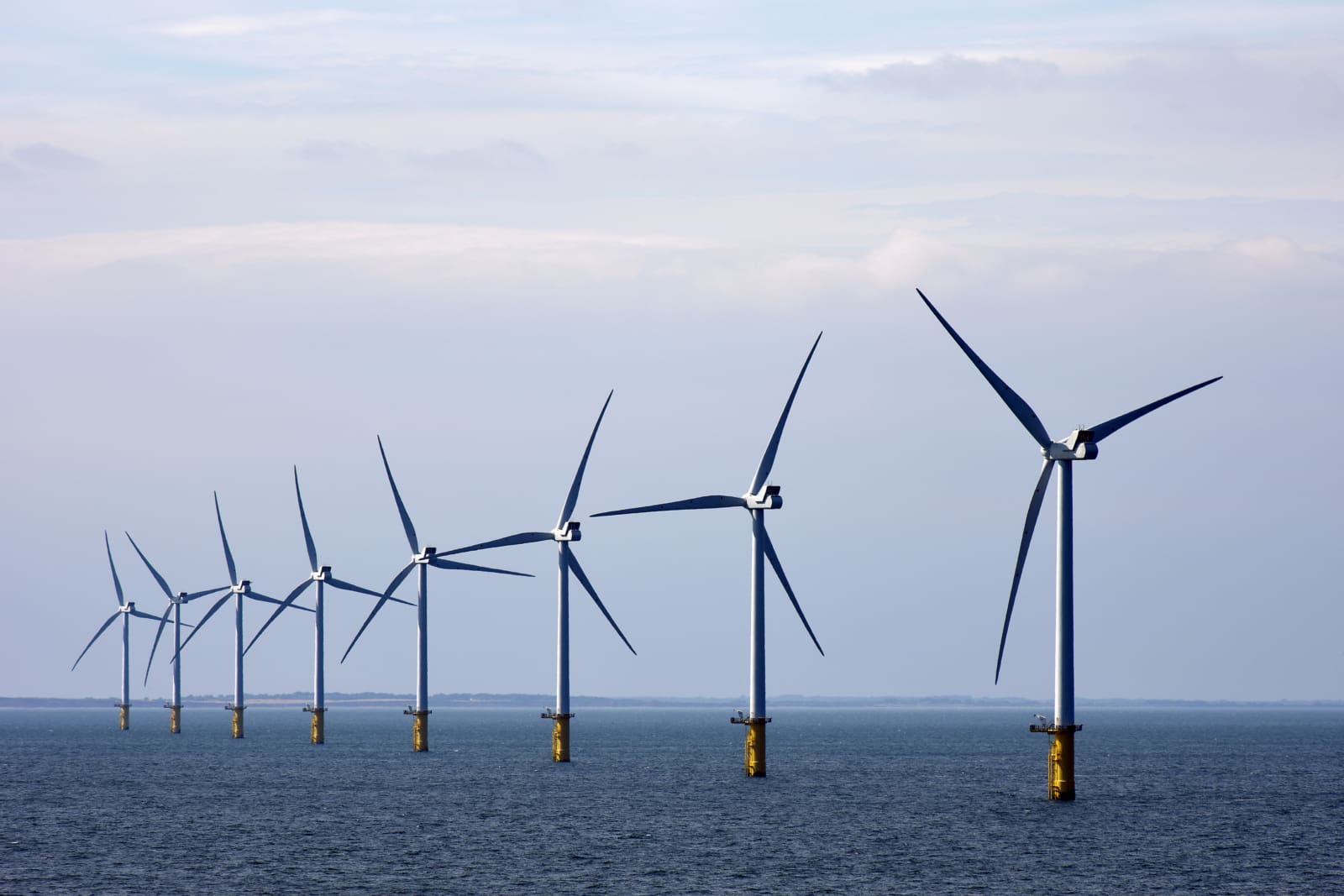 Offshore windmill farm in the North Sea.